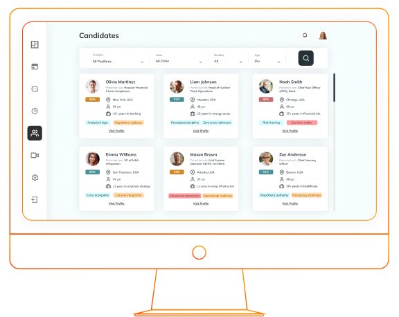 Sicheres digitales Archiv mit gespeicherten Interviewaufzeichnungen, Transkripten und Berichten für die erneute Kandidatenanalyse