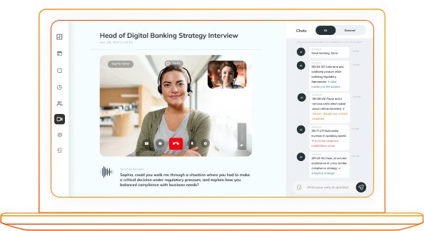 KI-Plattform zur Analyse von Live-Interview-Video, Stimme und Intonation in Echtzeit für die Kandidatenbewertung