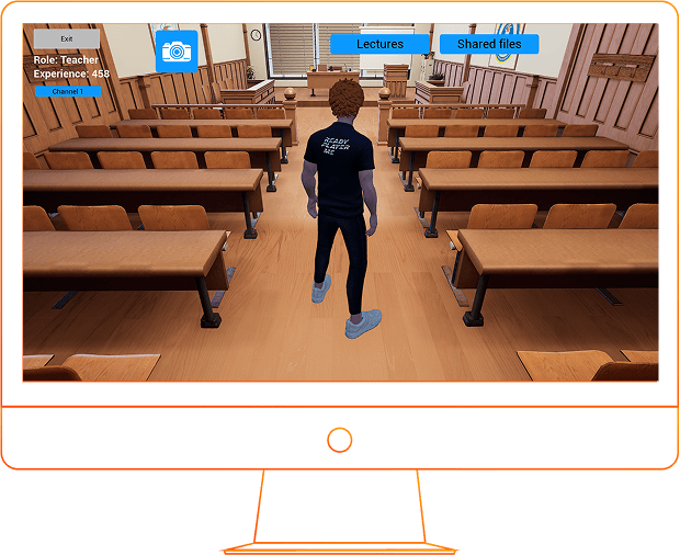 Studierende nutzen Avatare und Video, um sich in Echtzeit während virtueller Universitätsvorlesungen zu vernetzen.